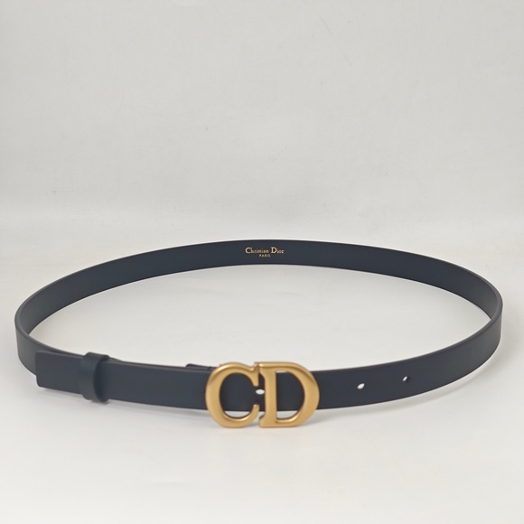 Dior Black Leather Belt with Gold CD Buckle - Picture 2 of 9